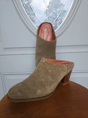 Natalia Blanco Suede Leather Mules Camel